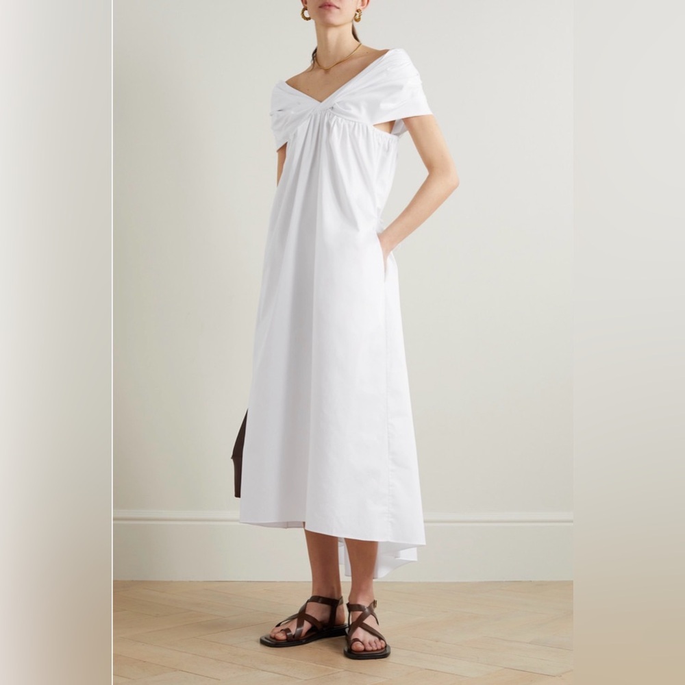 Adam Lippes Off-the-shoulder ruched cotton dress Size Small